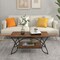 Costway 2-Tier Industrial Coffee Table Rectangular Cocktail Table with Storage Shelf Rustic Brown/Dark Brown/White
